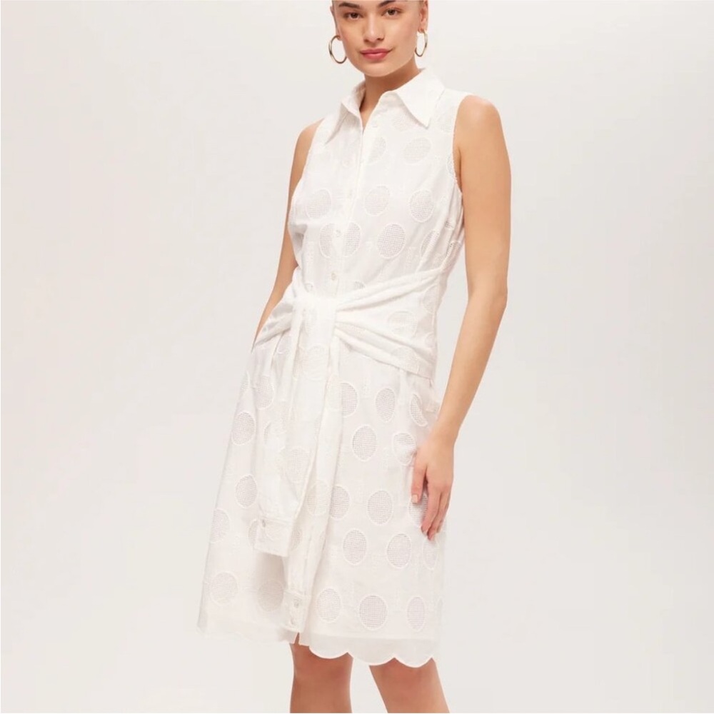 Trina Turk Rally Sleeveless Shirt Dress in Tennis Eyelet SZ XXL NWT
